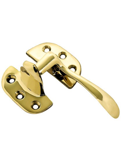 Solid Brass Right Hand Offset Ice Box Latch in Unlacquered Brass.